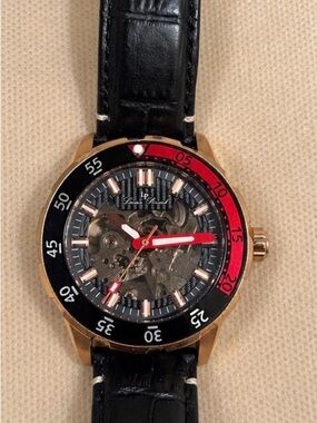 Lucien Piccard LP-1300A Men’s Automatic Skeleton Watch Luxury Dress Watch